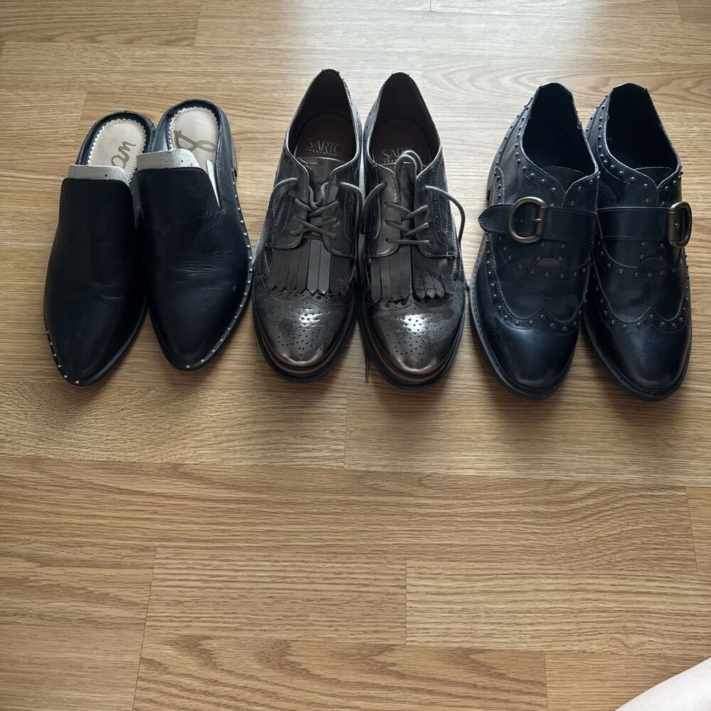 Shoe Lot  8 & 8.5 Loafers Sam Edelman Franco Sarto Marc Fisher Black Navy Pewter